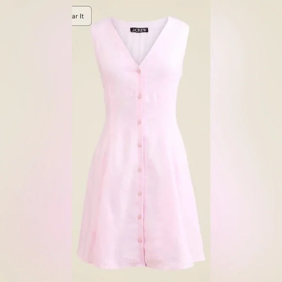 J.Crew NWOT Petite mini dress in linen in iced strawberry - Picture 4 of 7